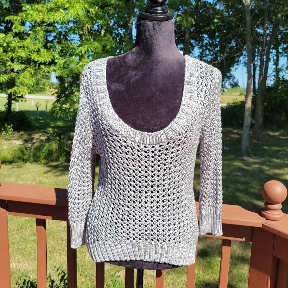 Rue21 Ladies Knit See thru Eyelet Pullover Sweater, Large,